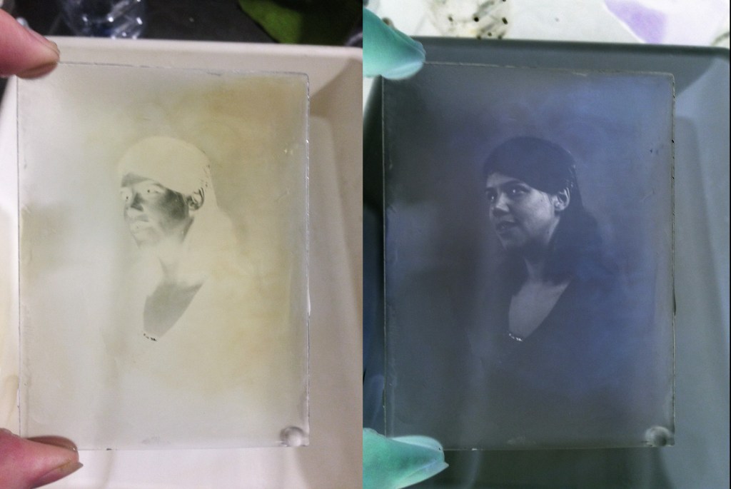 laura on glass negative positive pair